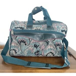 Vintage 1980s Airway Travel‎ /Carry On Green Tapestry Luggage Large Bag